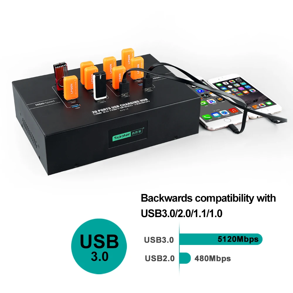 Sipolar 20 промышленный порт USB 3 0 синхронизирует и заряжает концентратор встроенный