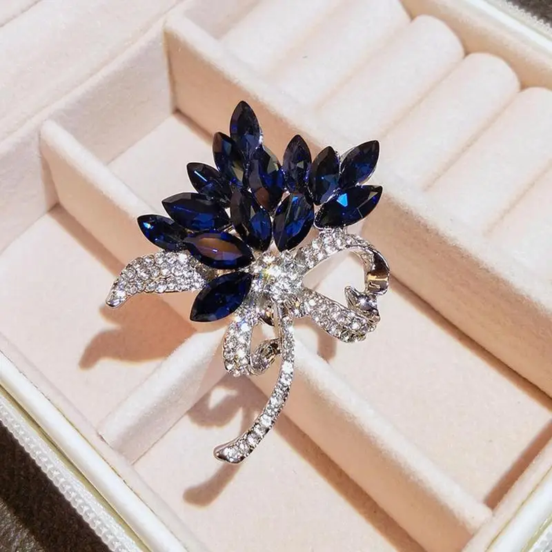 Мужская брошь в виде букета бутоньерка с кристаллами Ювелирное Украшение для