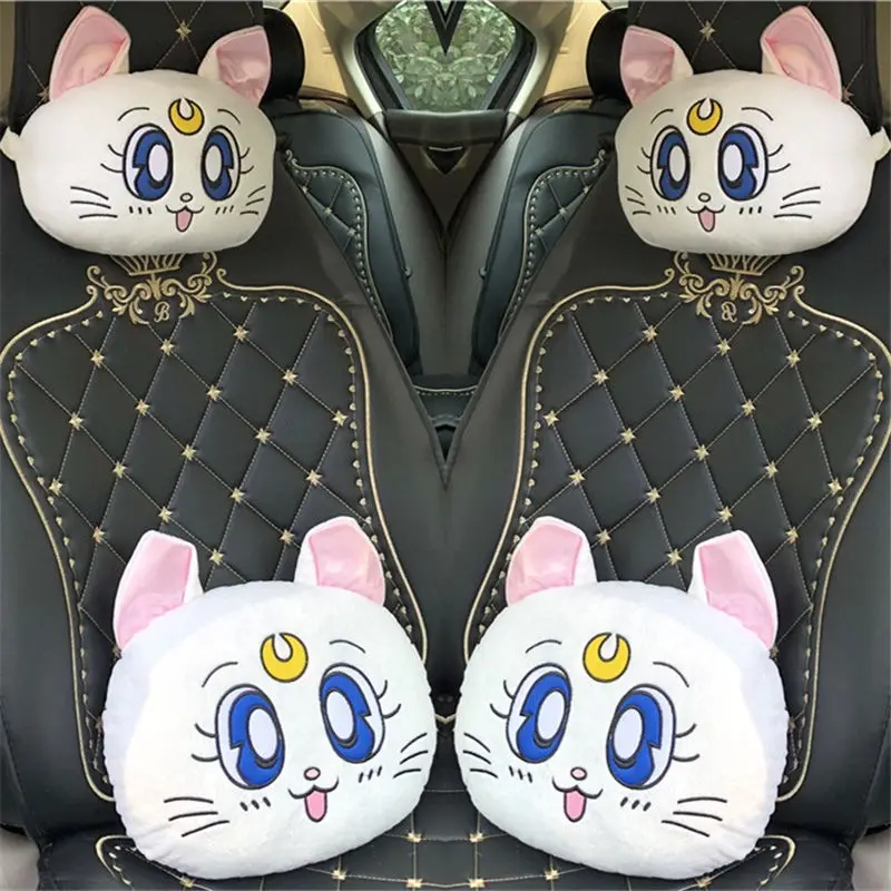 

Cartoon Star Luna Cat Vehicle-Mounted Plush Neck Bone Pillow Seat Belts Set Cover Waist Cushion Car Gift