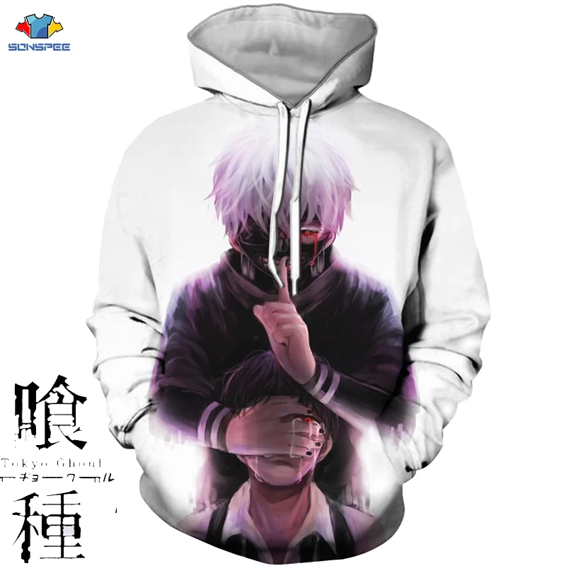 SONSPEE 3D Аниме Харадзюку толстовка с капюшоном Токийский Гуль одежда унисекс для