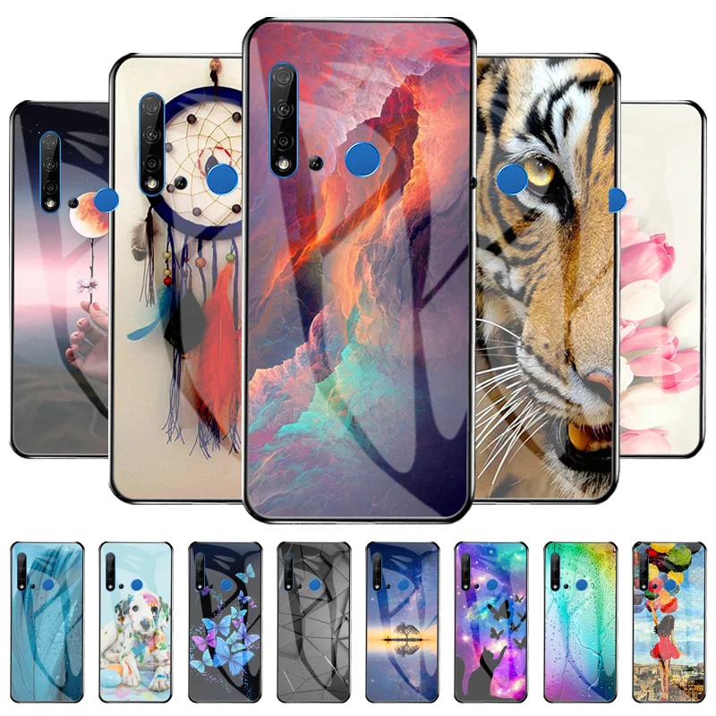Painted Cases For Huawei P20 lite 2019 Case Tempered Glass Cover On Huawei Nova 5i 6.4