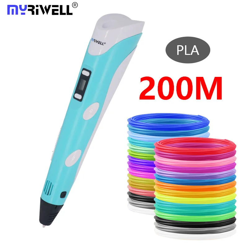 Myriwell 3D ручка 3 D принтерной ручки и 200 м PLA волокно 3d чертежная Новогодний