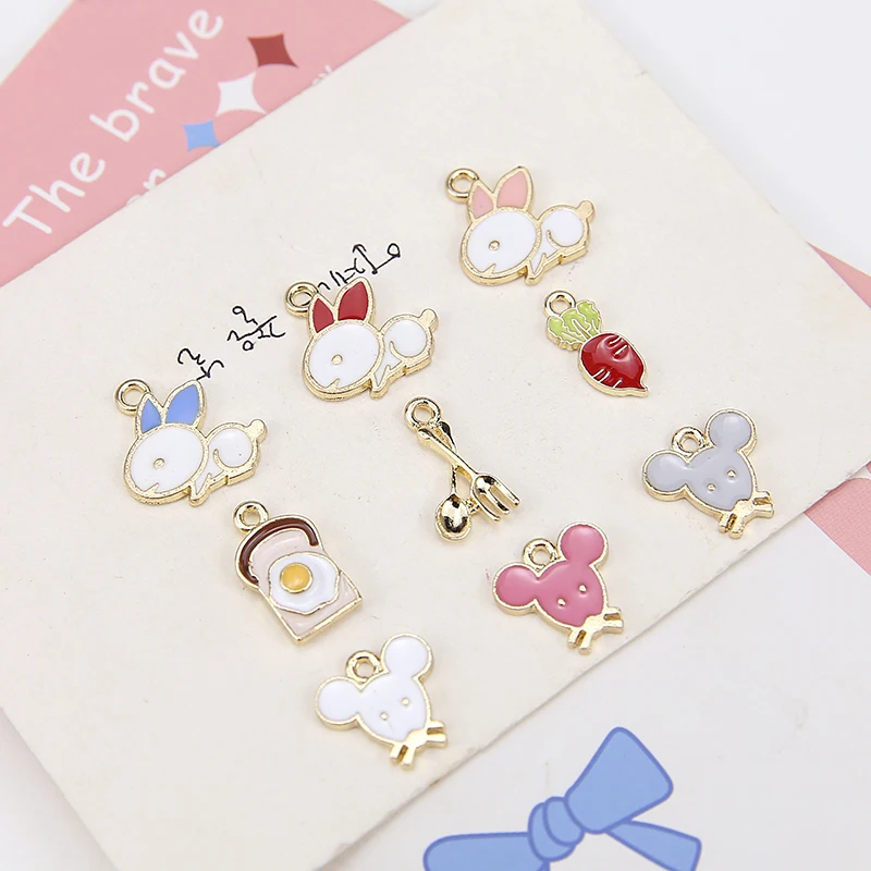 Симпатичные Мультяшные животные кролик/Крыса/морковка из сплава подвески в