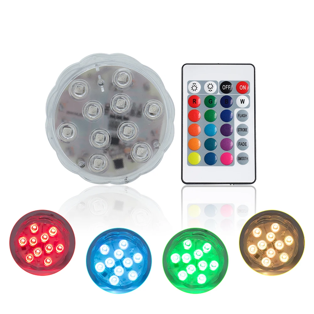 

Уличная Регулируемая яркость с пультом дистанционного управления, погружной LED светильник для украшения дома, бассейна, 4 режима, на батарей...