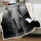 Постельное белье со слоном шерпа, покрывало с 3D-принтом животных, черно-белое плюшевое одеяло для фотосъемки, 150x200 см