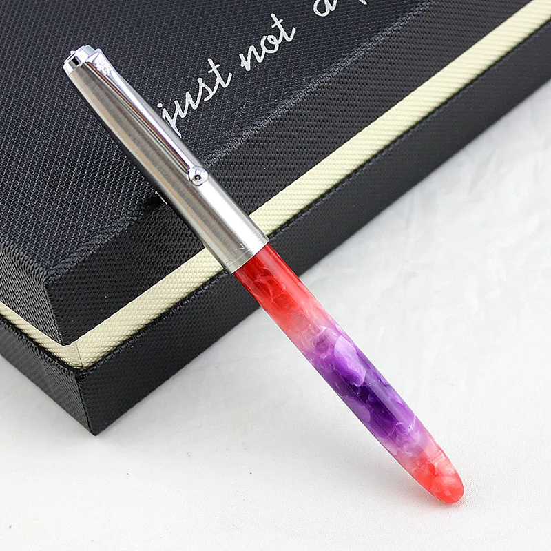 

JINHAO 51A Celluloid Acrylic Fountain Pen Steel Cap Brand New 0.38mm Nib Ink Pen