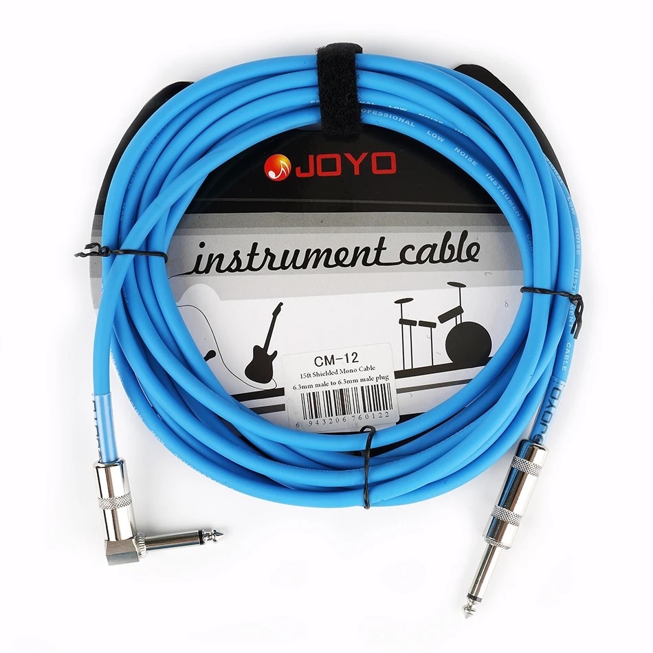 JOYO CM-12 15 футов/4,5 М экранированный моно 6,3 мм Мужской Угловой металлический штекер электрогитара басовая Клавиатура кабель инструменты соединительный провод