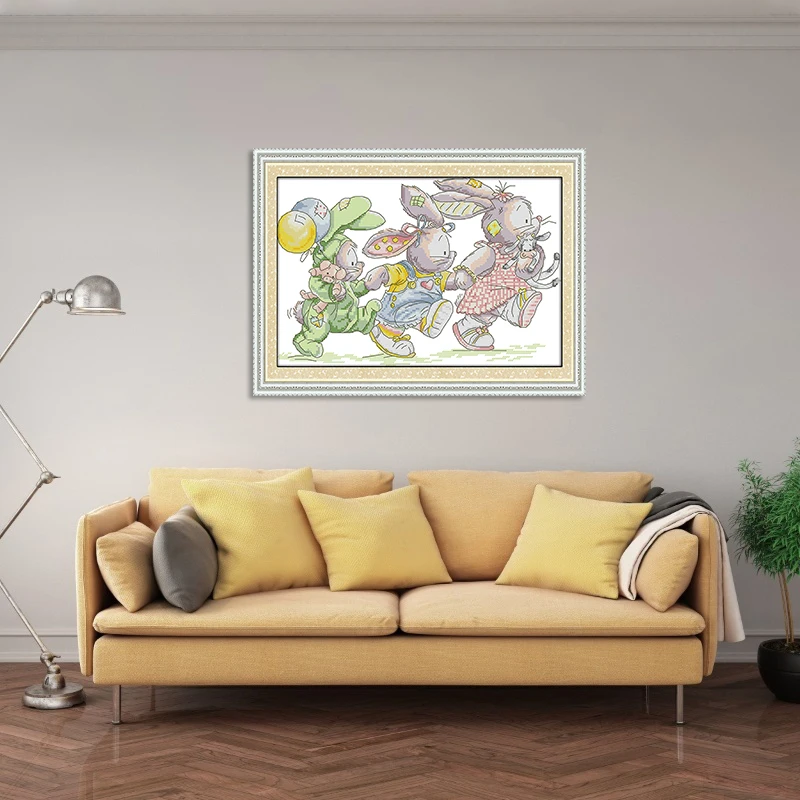 Наборы для вышивки милые кролики|cross stitch kits|printed cross stitchprinted kits |