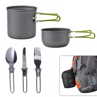 outdoor camping cookware kit aluminum kettle water pan kitchen cookware set travel hiking picnic tourism tableware equipment