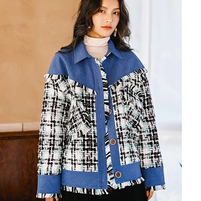 LANMREM 2020 Новый Модный женский однобортный клетчатый свободный Профессиональный