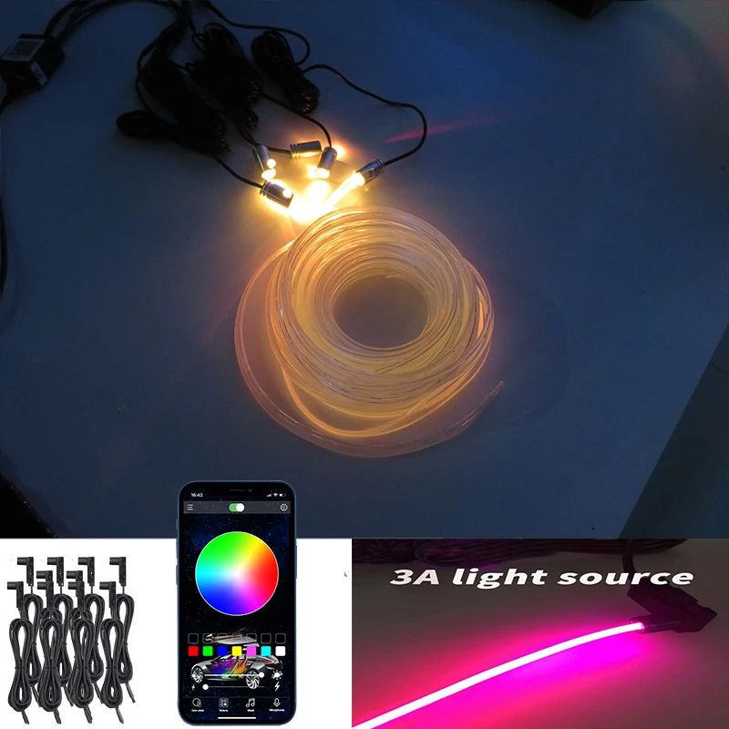 

EL Neon Lamp 12V RGB New Led Car Interior Ambient Mood Light App Sound Control Auto Decorative Dashboard Foot Door Atmosphere