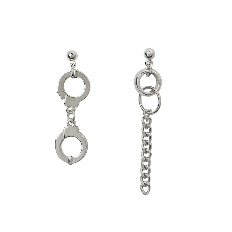 

Origin Summer Designer Asymmetric Handcuffs Dangle Earring for Women Gifts Fashion Metallic Hollow Out Chain Earring Jewelry