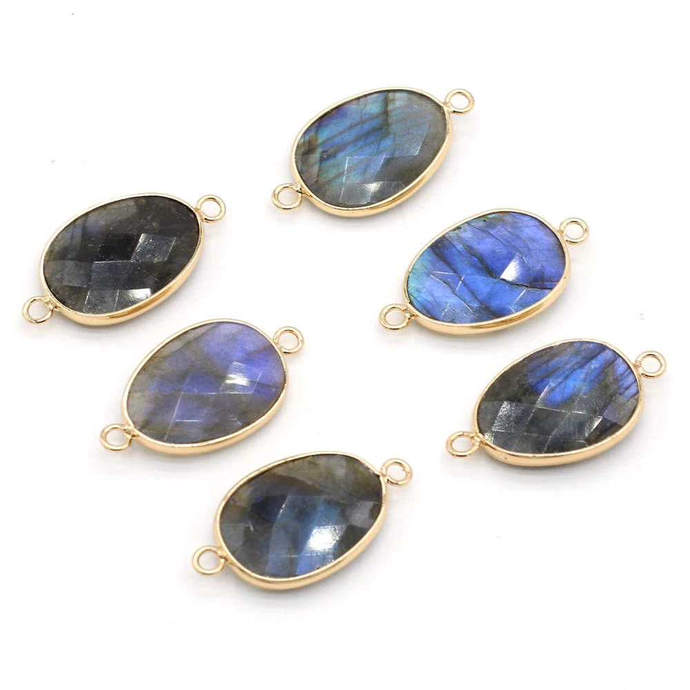 

Natural Stone Pendant Connectors Irregular Faceted Flash Labradorite Stone Necklace Accessories for Jewelry Making Link Charms