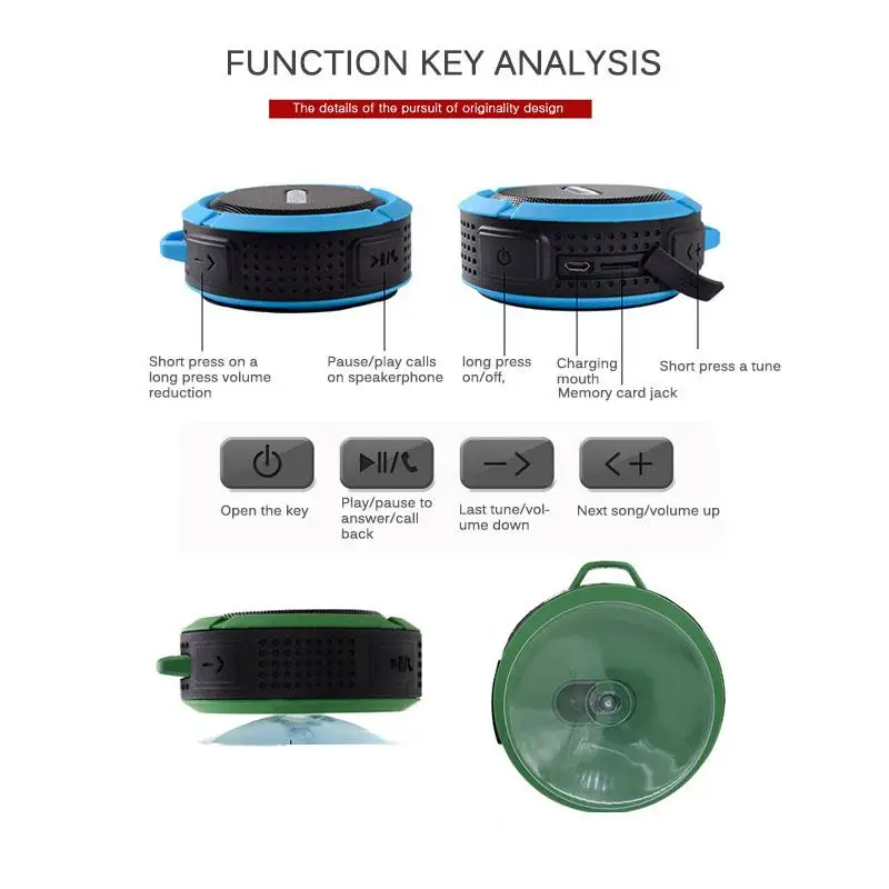 Водонепроницаемая Bluetooth-Колонка для душа беспроводной динамик с микрофоном и