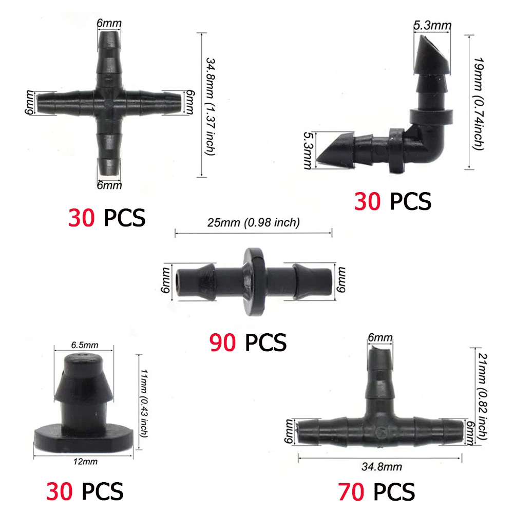 

200/250pcs 4/7 PVC Hose Repair Connectors Wear-resistantWatering Fittings Kit Irrigation Barbed Connector for Garden Lawn