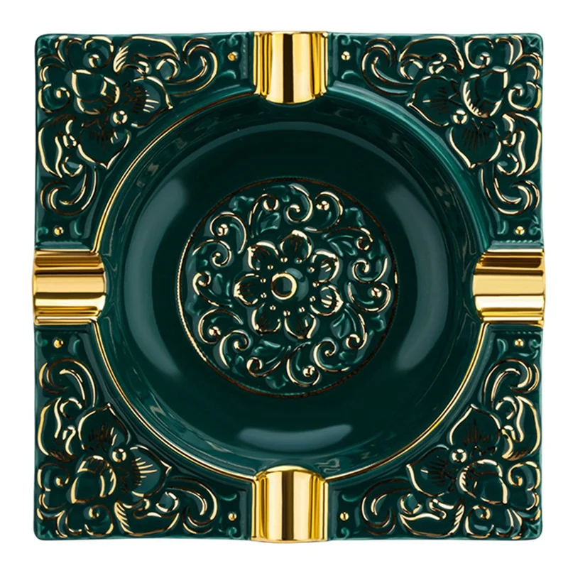 

AC86 -Cigar Ashtray Cigar Holder Ceramic Ashtray Retro Pattern Tray Design for Outdoor Patio Household Office Decoration