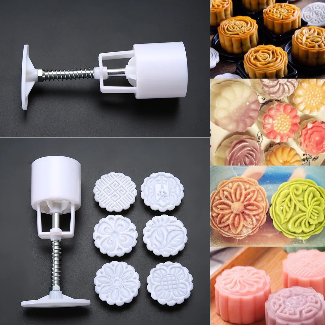 Цветок Mooncake плесень DIY ручной давление торт плесень инструмент печенье торт формы для выпечки с 6 штампами случайный узор