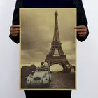 AIMEER Эйфелева башня Парижа и целующиеся влюбленные Ностальгический ретро стиль крафт-бумага старый постербар Домашний декор живопись сердечник 51x36 см
