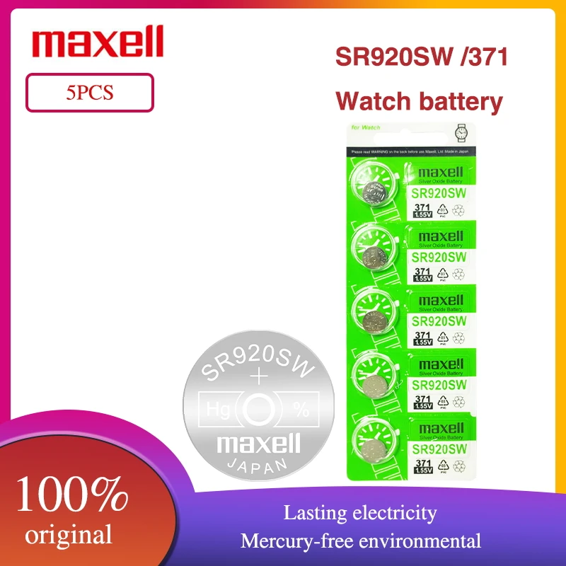 5 шт. Maxell 45 мАч 1 55 в AG6 371 SR920SW LR920 171 370 L921 LR69 SR920 кнопочные батареи для часов игрушек