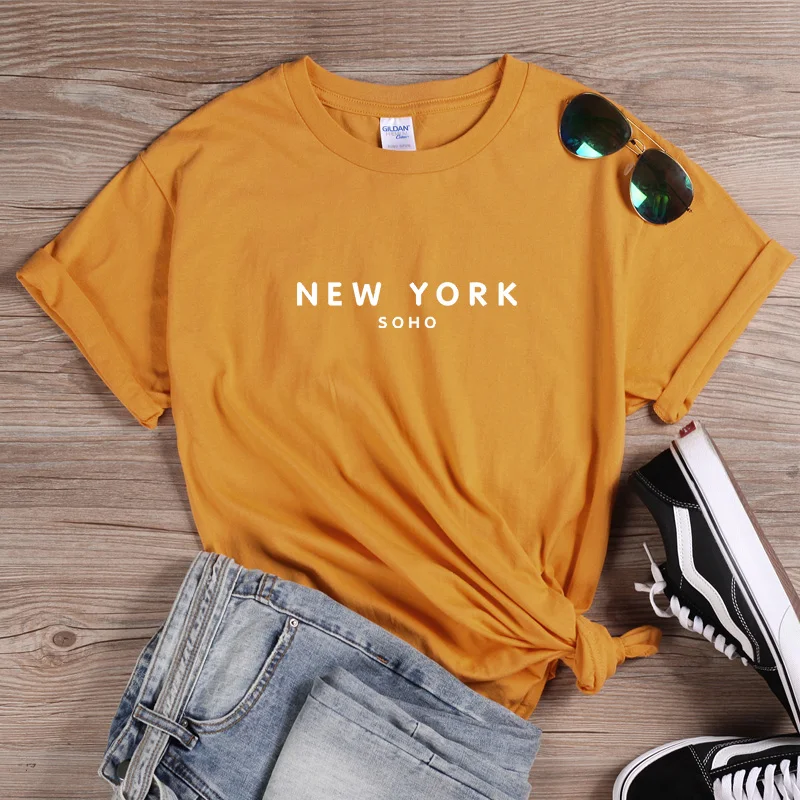 Женская футболка ONSEME с надписью New York soho забавная уличная одежда в стиле хип-хоп |