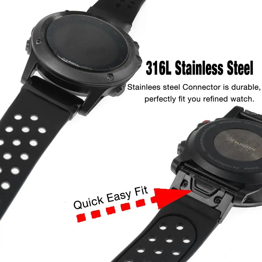 YOOSIDE Fenix 6X Браслет спортивный силиконовый 26 мм Quick Fit ремешок для часов Ремешок для Garmin Fenix 3/Fenix 3 HR/Fenix 5X/5 Plus