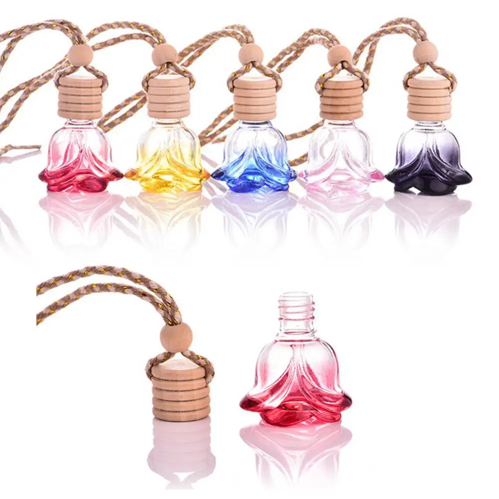 

Car Hanging Glass Flower Shaped Pendant Empty Bottle for Perfume Air Freshener