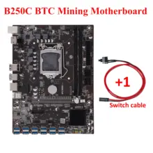 B250 BTC Mining Machine Motherboard 12 x USB 3.0 to PCI-E 16X Graphics Card Slot DDR4 Miner Mainboard for LGA 1151 CPU