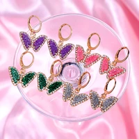 flatfoosie korea gold silver color shining butterfly drop earrings cute acrylic insect earrings girls fashion statement jewelry