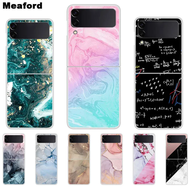 

For Samsung Galaxy Z Flip 3 Flip 4 5G Case New Fashion Marble Hard PC Plastic Back Cover For Samsung ZFlip 4 Z Flip3 Phone Cases