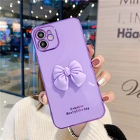 stereoscopic bow knot phone coque cases for iphone 7 8 plus 11 pro xr 12 x xs max fashion silicone clear phone shell soft cover