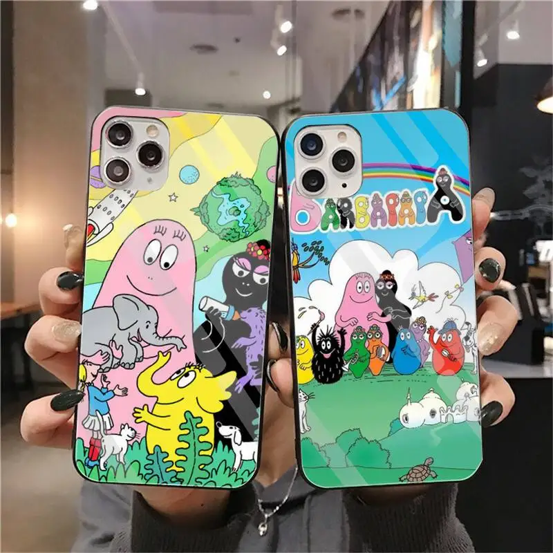 

Cute cartoon Barbapapa Fashion Fun Dynamic Phone Case Tempered Glass For iPhone 11 Pro XR XS MAX 8 X 7 6S 6 Plus SE 2020 case