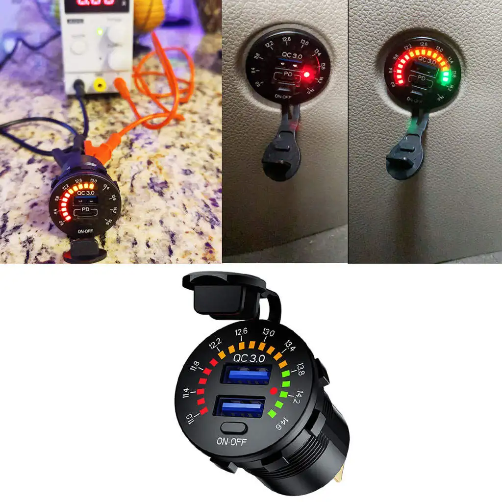 

Motorcycle Dual USB Waterproof Universal Fast Charge Charger Socket 12V 24V