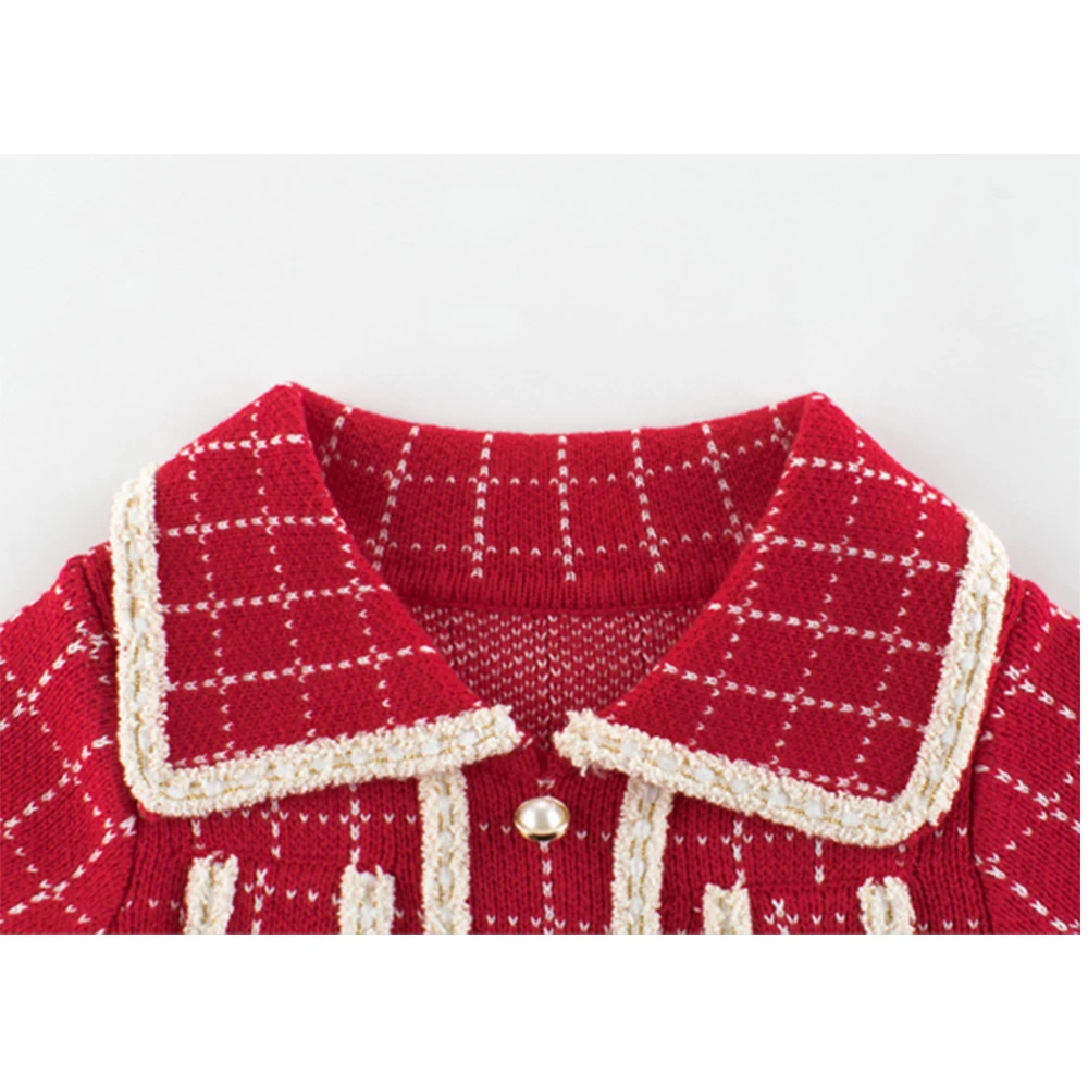 Mudkingdom Girls Knit Sweater DressesToddler baby dress for girl Princess Cotton Winter Spring Autumn Warm Plaid Dresses | Детская