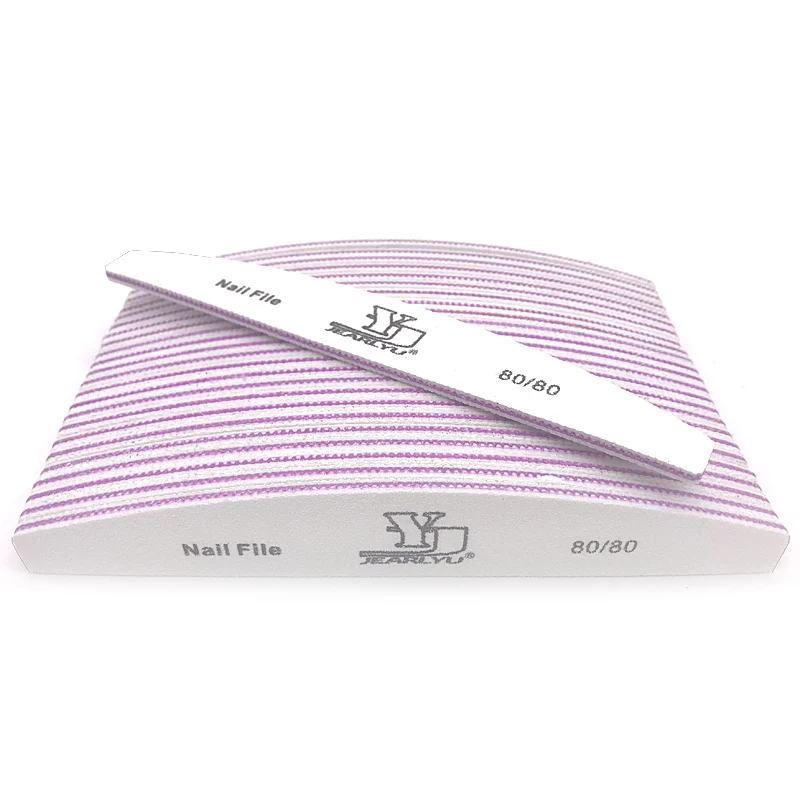 80-80 50 Pcs Professional Nail Files Sandpaper 80/100/150/180/240 nagel vijlen Nail Buffer Blocks Lime Curve Manicure Nail File Tools - Color: 80-80