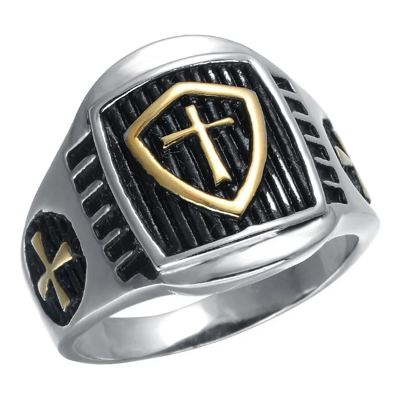 Аксессуары в стиле панк крестоносца щит штамп мужские вечерние кольца ювелирные