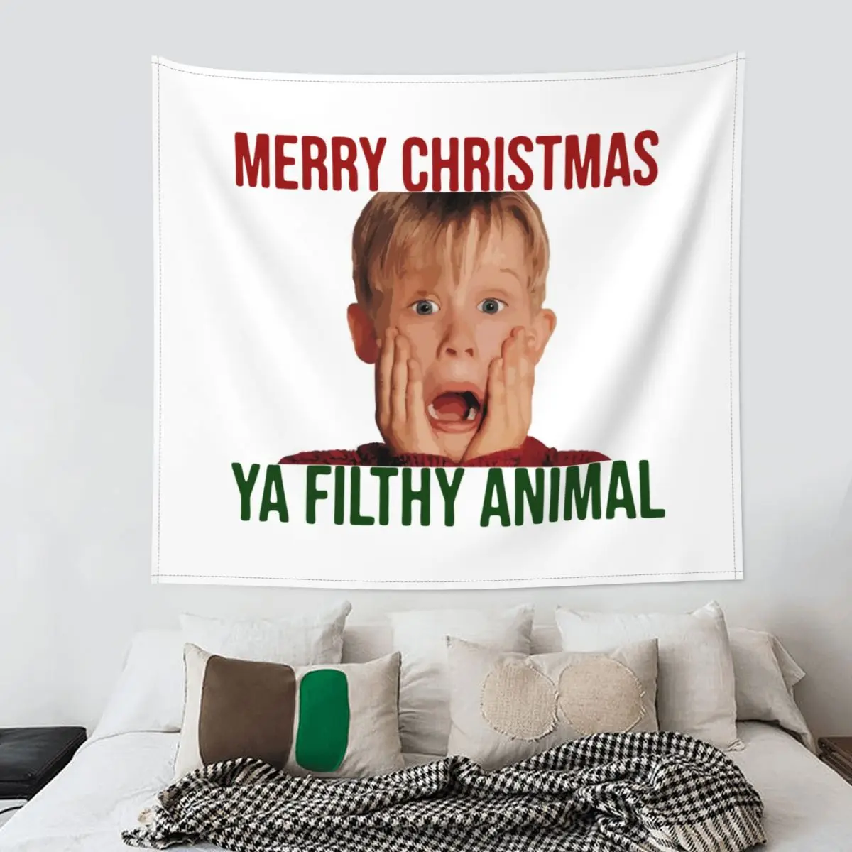 Merry Christmas Ya Filthy Animal Tapestry Hippie Polyester Wall Hanging Room Decoration Curtain Witchcraft Blanket | Дом и сад