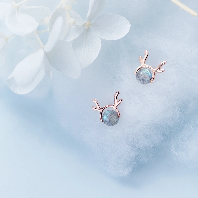 

Colusiwei Crystal Stone Deer Stud Earrings For Girls Accessories 925 Silver Animal Antler Earring Lady Fashion Christmas Jewelry
