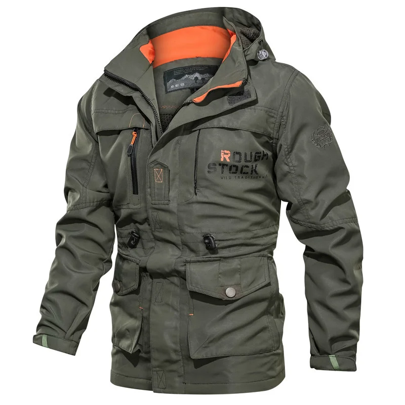 

Куртка-бомбер мужская водонепроницаемая с капюшоном, тактическая ветровка в стиле милитари, ветровка с несколькими карманами, весна-осень