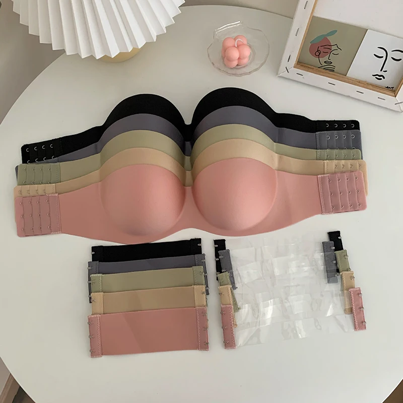 wireless women fashion size d soft black Pink Green Black gray seamless lingerie strapless invisible sexy bralette bra push up | Женская