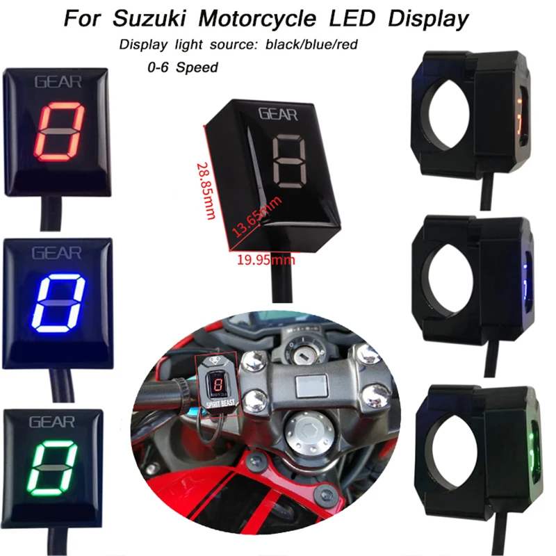 Motorcycle 6 Speed Level Ecu Plug Mount Kit Gear Indicator LED Display With Fixed Bracket For Suzuki GSX-R600 GSX-R750 GSX-R1000