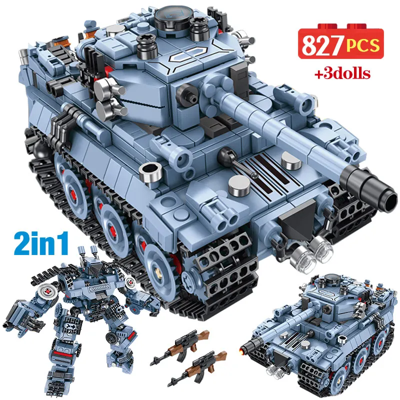 827 шт город военный M1A2 боевой танк строительные блоки Тигр тяжелый WW2 деформация