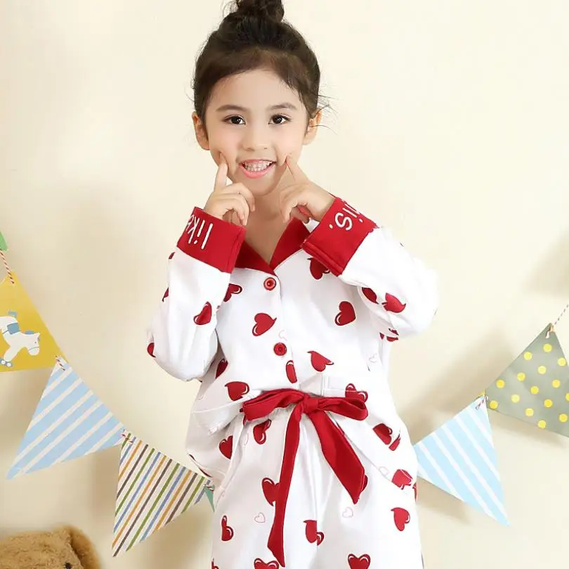 100% хлопок Детские комплекты с длинными рукавами и оборками Домашняя одежда