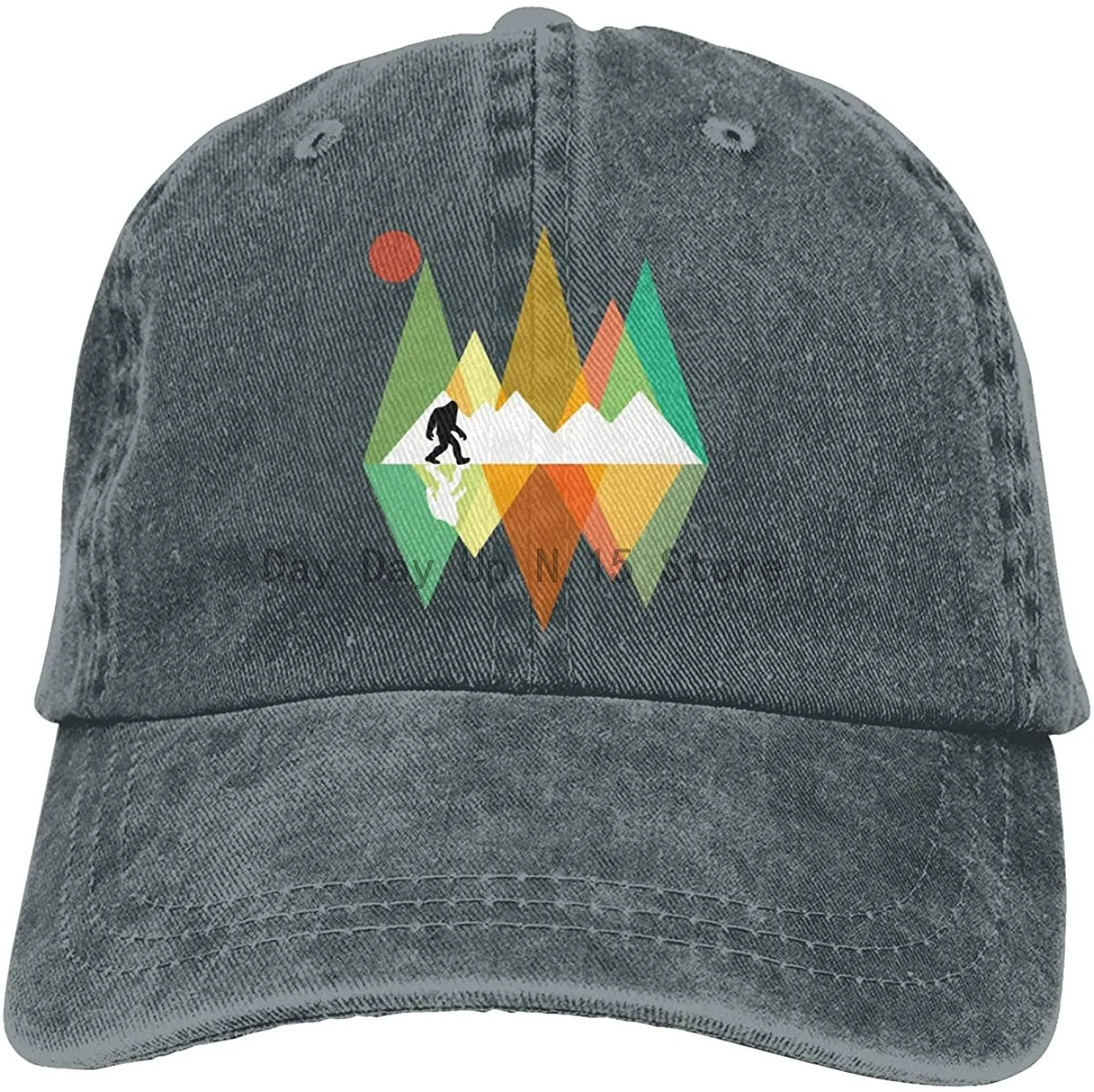 

Men&Women Adjustable Denim Fabric Baseball Cap Bigfoot Geometric Mountains Plain Cap