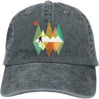menwomen adjustable denim fabric baseball cap bigfoot geometric mountains plain cap
