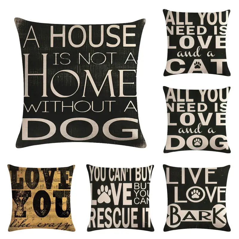 

Cushion Cover Home Sweet Pillow Case Cotton Linen Sunshine Love Letter Cushion Sofa Home Decor 45x45cm Throw Pillow Cover