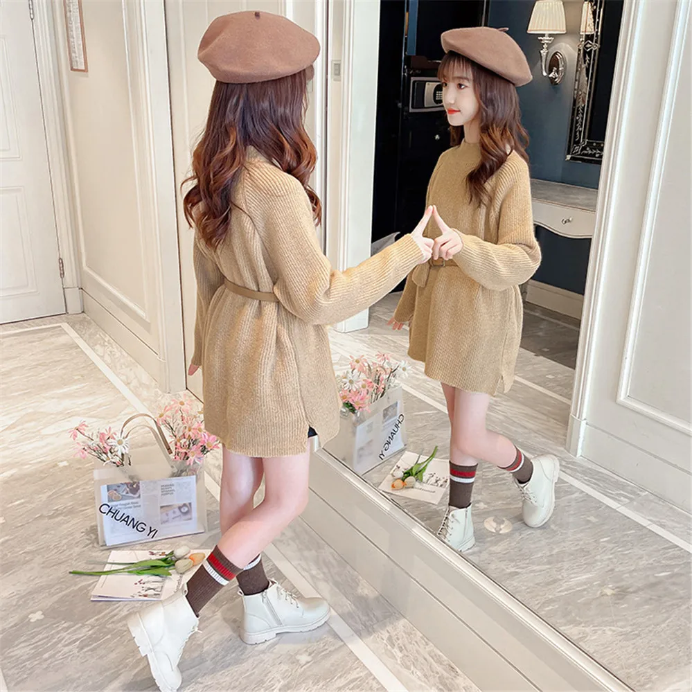 Зимние Свитера для маленьких девочек модные детские вязаные топы подростков