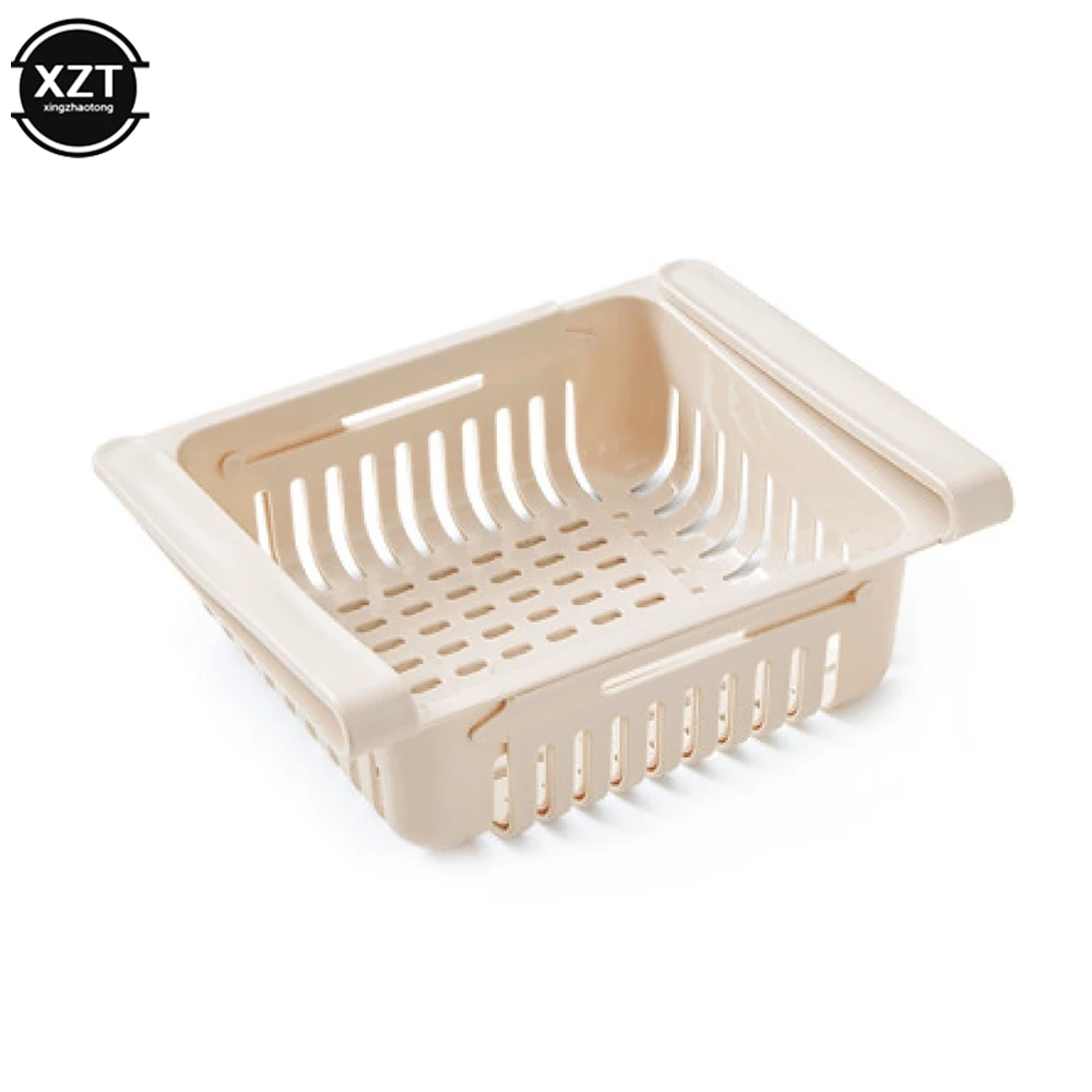 

1Pcs Adjustable Stretchable Refrigerator Organizer Drawer Basket Refrigerator Pull-out Drawers Fresh Spacer Layer Storage Rack