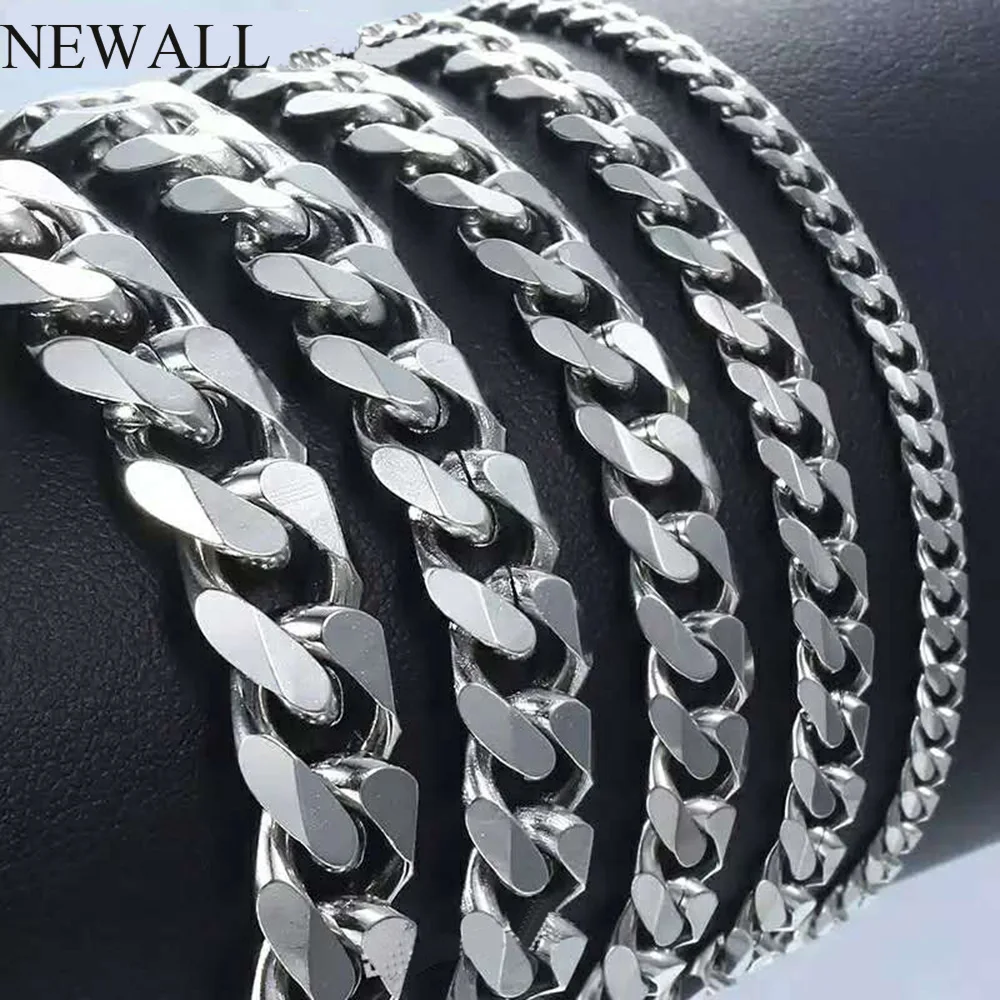 Silver Color Ньюалл нержавеющая сталь цвета: золотистый, серебристый круглая Лыжная мужская шапка, утепленная браслет мужской кубинской цепочка на руку аксессуары для мужчин подарок пара браслет - Окраска металла: Silver Color
