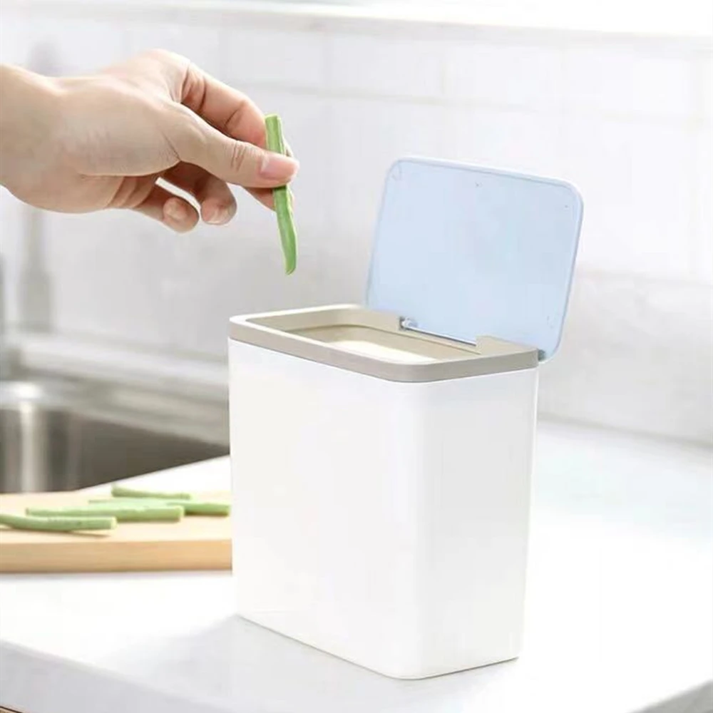 Home Waste Bin Small Trash can Mini Desktop ashcan litter Trash little Table Top Trash Box for desk Car trash bin With Lid