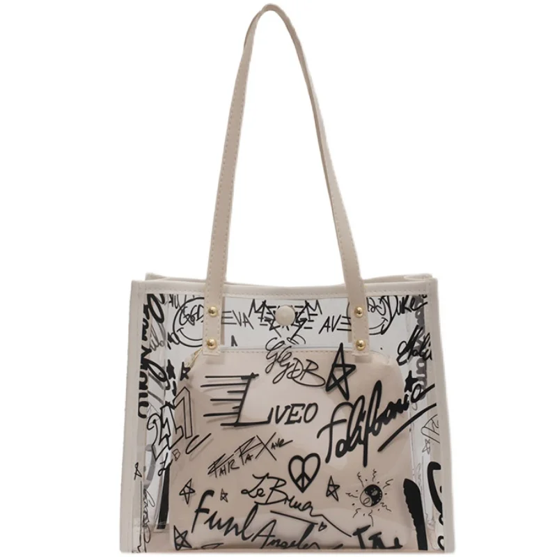 

Bag Women Large Capacity 2021 New Trendy Fashion Summer Jelly Transparent Bag Single Shoulder Bag Japanese Tote Bag